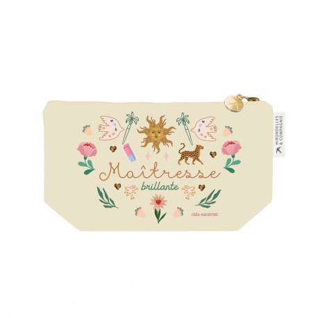 Trousse rectangulaire en coton PM (24x13 cm) - Le Soleil (Maîtresse)