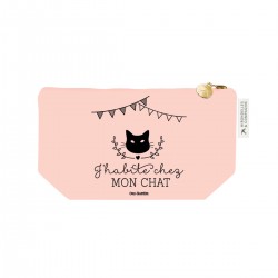 Trousse rectangulaire rose PM (24x13 cm) - J'habite chez mon chat