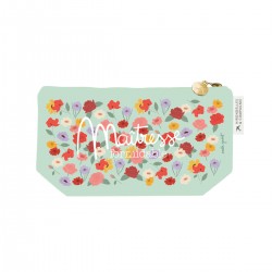 Trousse rectangulaire coton vert PM (24x13 cm)-Nature vivante(maître.