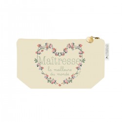 Trousse rectangulaire beige PM (24x13 cm) - Ecole de vie (Maîtresse)