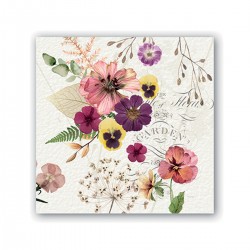 Pochette de 20 serviettes cocktail - Pressed Flowers