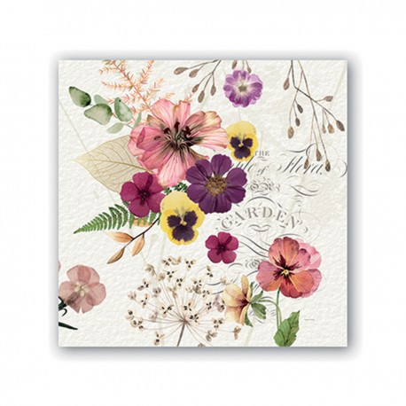 Pochette de 20 serviettes cocktail - Pressed Flowers