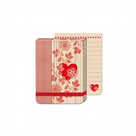 Pocket Carnet Notes (élastique rouge) 'Stripe Heart'