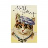 Carte double GM et enveloppe - Happy Birthday (cat & hat)