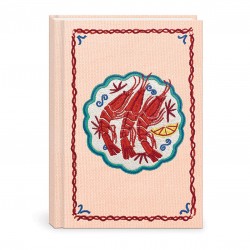 Carnet de notes couverture en tissu & brodée - Mediterranea (Prawns)