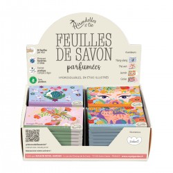 Présentoir 32 étuis de feuilles de savon - Joli Jardin