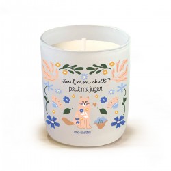 Bougie parfumée 220gr en verre bleu - Seul mon chat peut me juger