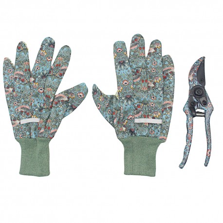 Set gant de jardinage et sécateur - Strawberry Thief Blue