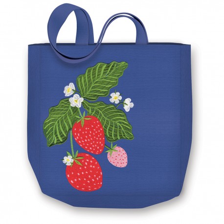 Embroidered fabric tote - Fruit & fleur (Strawberries)