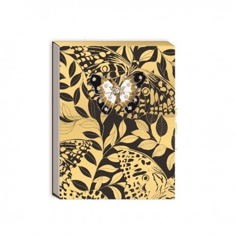 Pocket Carnet de notes avec broche - Golden Botanic (black butterfly)