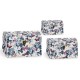 Set de 3 coffres rectangulaires gigognes - Butterfly Garden Blue