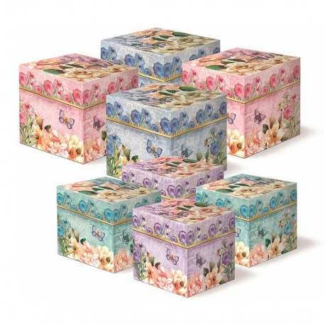 Set 8 boîtes carrées 'Magnolia Rose'