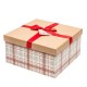 Set boîtes 3 carrées & 2 cylindriques avec ruban - Merry Gray Plaid