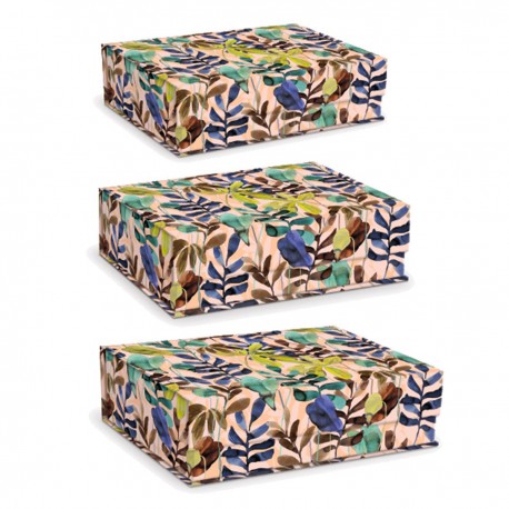 Set de 3 boîtes rectangulaires gigognes GM - Neutral Foliage