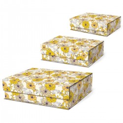 RECT FLAP BOX SET 3 - YELLOW LINE FLORAL