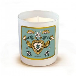 Bougie parfumée 220gr en verre blanc - De tout mon coeur
