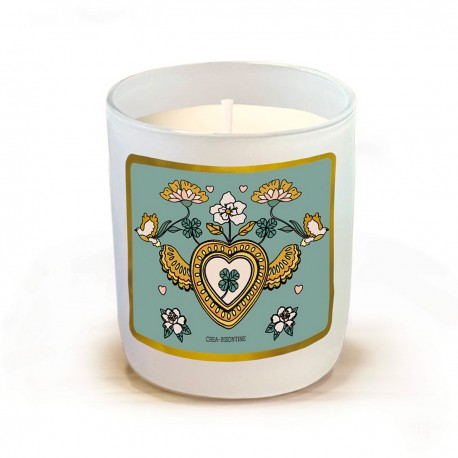 Bougie parfumée 220gr en verre blanc - De tout mon coeur