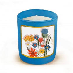 Bougie parfumée 220gr en verre bleu - Fleurs des champs
