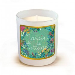 Bougie parfumée 220gr en verre blanc - Jardin de cottage