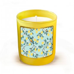 Bougie parfumée 220gr en verre jaune - Portrait d'un oiseau