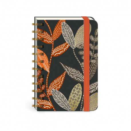 Pocket carnet notes à spirales & élastique - Batik Botanicals (Leaves
