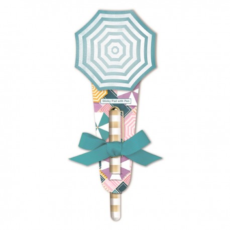 Sticky pad with pen (teal) - Under the umbrella 