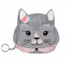 Trousse porte clés aspect cuir - Pets Gray Kitten