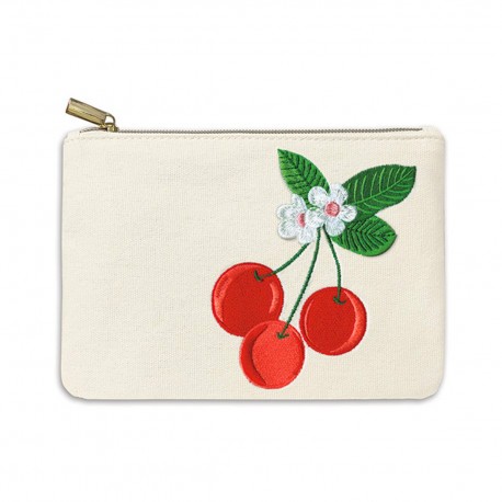 Embroidered pouch - Fruit & Fleur (Cherries)