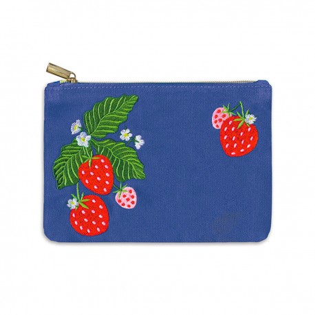 Embroidered pouch - Fruit & Fleur (Strawberries)