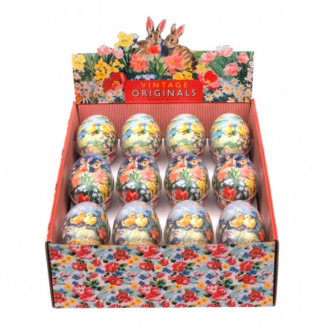 Présentoir 24 oeufs à garnir GM (3 motifs) en métal - Vintage Easter