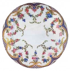 Assiette d'ornement en métal imprimé - Rose Garlands