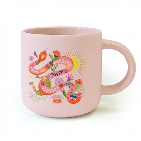 Mug céramique rond rose 350ml - Far-west (Serpent)