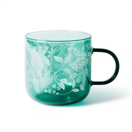 Glass mug - Fleur (green)