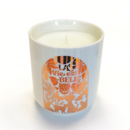 Bougie parfumée 220gr & pot céramique - La vie est belle