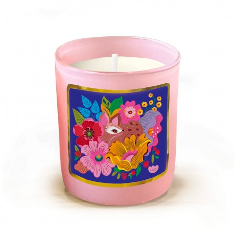 Bougie parfumée 220gr en verre rose- Forêt florale