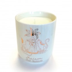 Bougie parfumée 220gr & pot céramique - Maison chat-leureuse