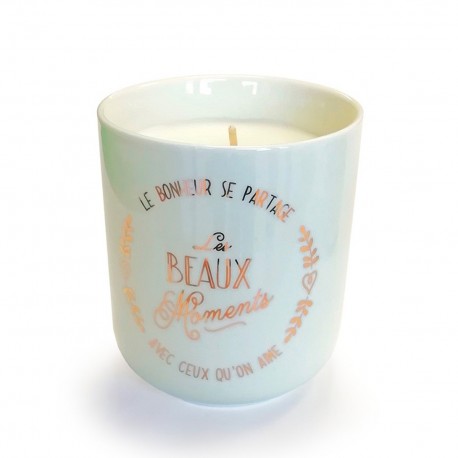 Bougie parfumée 220gr & pot céramique - Les beaux moments