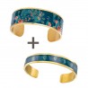 Lot de 2 bracelets manchette (1 de 20mm & 1 de 8mm) - Paon