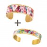 Lot de 2 bracelets manchette (1 de 20mm & 1 de 8mm) - Floral Rose