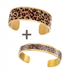 Lot de 2 bracelets manchette (1 de 20mm & 1 de 8mm) - Léopard