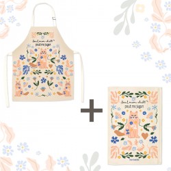 Lot tablier et torchon 100% coton biologique - Seul mon chat peut me juger