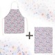 Lot tablier et torchon 100% coton biologique - Liberty Romance