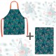 Lot tablier et torchon 100% coton biologique - Paon