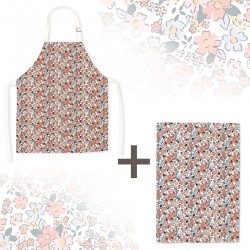 Lot tablier et torchon 100% coton biologique - Liberty Brush