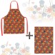Lot tablier et torchon 100% coton biologique - Fleurs des Champs