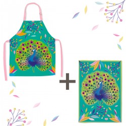 Lot tablier et torchon 100% coton biologique - Paon Paon Pidou