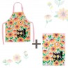 Lot tablier et torchon 100% coton biologique - Retro Love