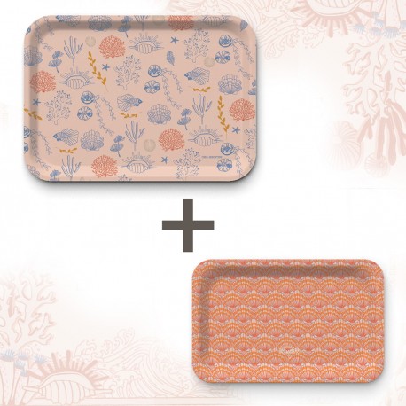 Lot de plateaux rectangulaires kraft (1 S et 1 L) - Sea Reine