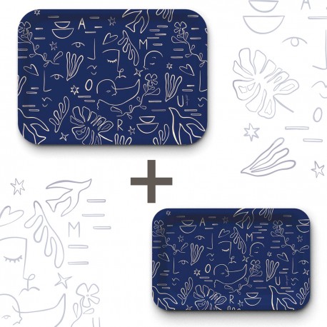 Lot de plateaux rectangulaires kraft (1 S et 1 L) - Amour