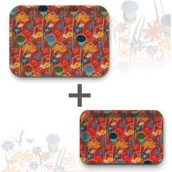 Lot de plateaux rectangulaires kraft (1 S et 1 L) - Fleurs des Champs